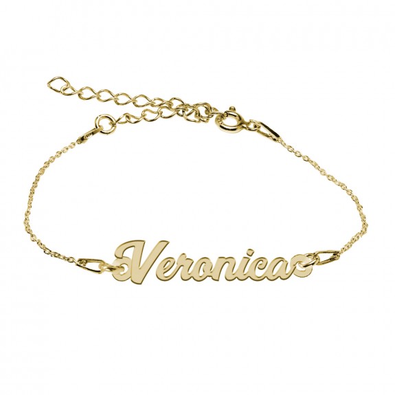Bratara Argint Placata cu Aur 24 karate, Nume Veronica, 15 + 3 cm