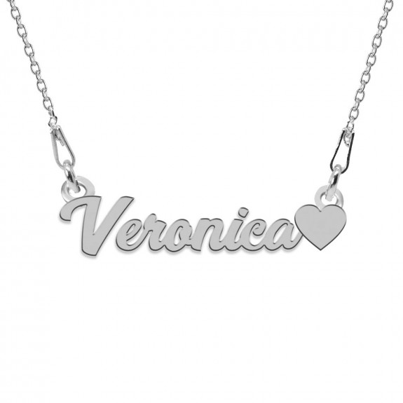Colier Argint, Inimioara, Nume Veronica , 45 cm
