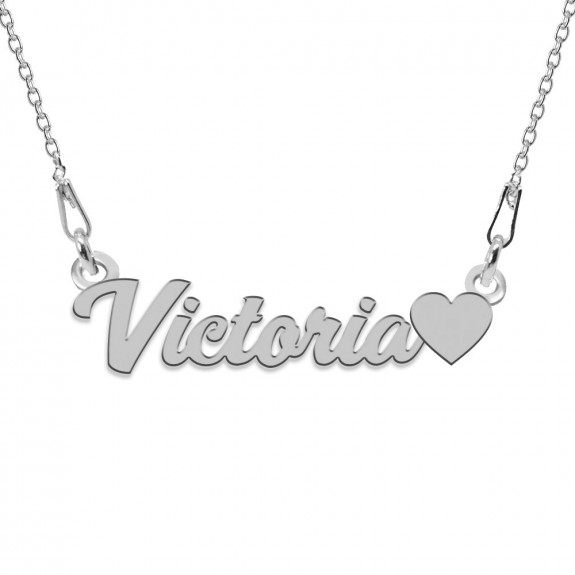 Colier Argint, Inimioara, Nume Victoria , 45 cm