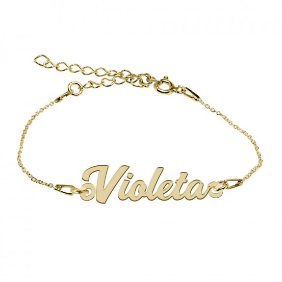 Bratara Argint Placata cu Aur 24 karate, Nume Violeta, 15 + 3 cm