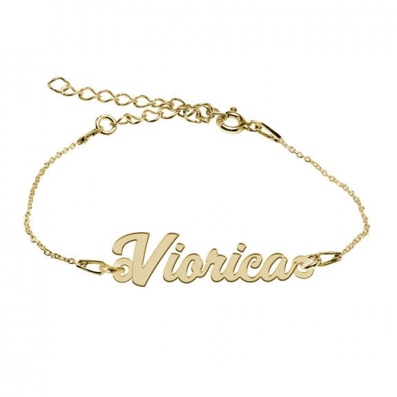 Bratara Argint Placata cu Aur 24 karate, Nume Viorica, 15 + 3 cm