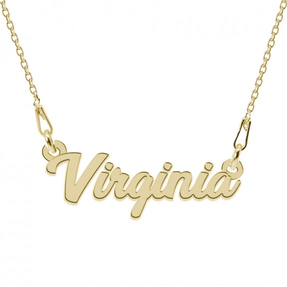 Colier Argint Placat cu Aur 24 karate, Nume Virginia, 45 cm Colier Argint Placat cu Aur 24 karate, Nume Virginia, 45 cm
