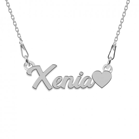 Colier Argint, Inimioara, Nume Xenia , 45 cm