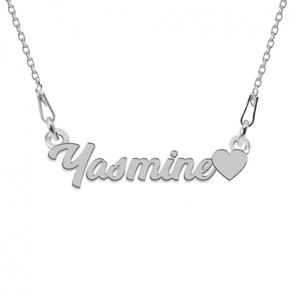 Colier Argint, Inimioara, Nume Yasmine , 45 cm