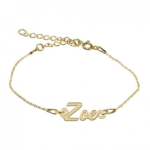Bratara Argint Placata cu Aur 24 karate, Nume Zoe, 15 + 3 cm