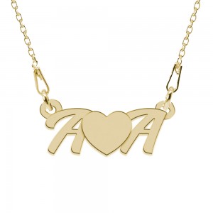 Colier din argint 925 placat cu aur 24 Karate, Love A & A, 45 cm, BijuBOX, Cutiuta CADOU