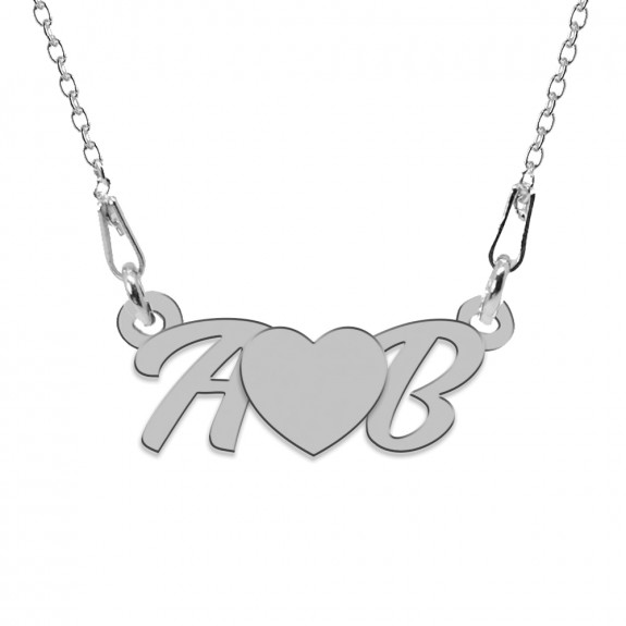 Colier din argint 925, Love A & B, 45 cm, BijuBOX, Cutiuta CADOU