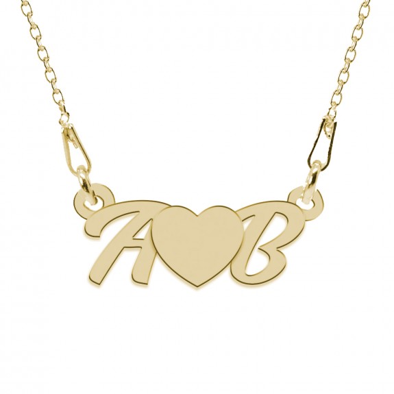 Colier din argint 925 placat cu aur 24 Karate, Love A & B, 45 cm, BijuBOX, Cutiuta CADOU Colier din argint 925 placat cu aur 24 Karate, Love A & B, 45 cm, BijuBOX, Cutiuta CADOU