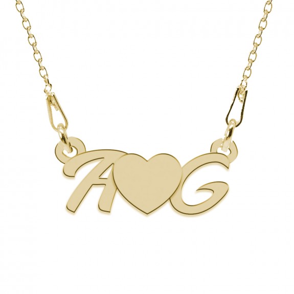 Colier din argint 925 placat cu aur 24 Karate, Love A & G, 45 cm, BijuBOX, Cutiuta CADOU