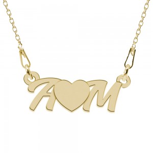 Colier din argint 925 placat cu aur 24 Karate, Love A & M, 45 cm, BijuBOX, Cutiuta CADOU