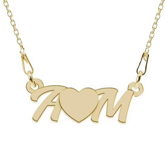 Colier din argint 925 placat cu aur 24 Karate, Love A & M, 45 cm, BijuBOX, Cutiuta CADOU