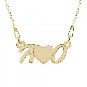 Colier din argint 925 placat cu aur 24 Karate, Love A & O, 45 cm, BijuBOX, Cutiuta CADOU