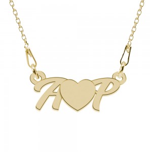 Colier din argint 925 placat cu aur 24 Karate, Love A & P, 45 cm, BijuBOX, Cutiuta CADOU