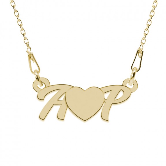 Colier din argint 925 placat cu aur 24 Karate, Love A & P, 45 cm, BijuBOX, Cutiuta CADOU