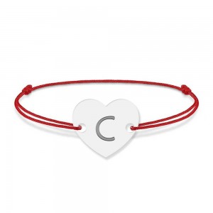 Bratara din argint 925 cu inimioara, litera C, dimensiune reglabila (nod snur), BijuBOX