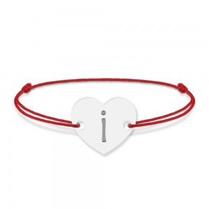Bratara din argint 925 cu inimioara, litera I, dimensiune reglabila (nod snur), BijuBOX