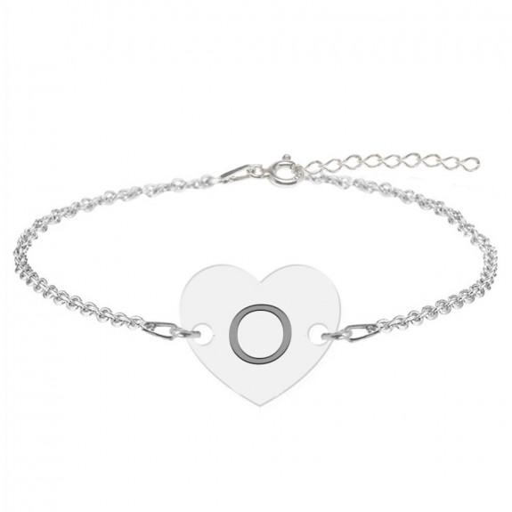 Bratara din argint 925 cu inimioara, litera O, dimensiune 15 + 5 cm, BijuBOX Bratara din argint 925 cu inimioara, litera O, dimensiune 15 + 5 cm, BijuBOX