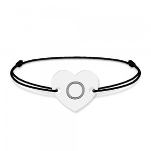 Bratara din argint 925 cu inimioara, litera O, dimensiune reglabila (nod snur), BijuBOX