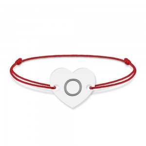 Bratara din argint 925 cu inimioara, litera O, dimensiune reglabila (nod snur), BijuBOX