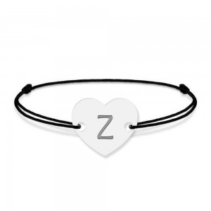 Bratara din argint 925 cu inimioara, litera Z, dimensiune reglabila (nod snur), BijuBOX