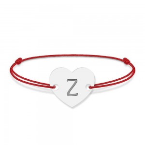 Bratara din argint 925 cu inimioara, litera Z, dimensiune reglabila (nod snur), BijuBOX