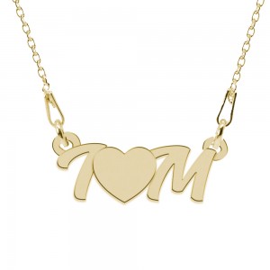 Colier din argint 925 placat cu aur 24 Karate, Love I & M, 45 cm, BijuBOX, Cutiuta CADOU