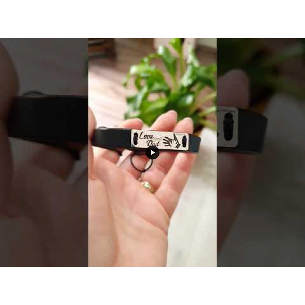 Sole - Bratara personalizata din piele cu tablita din argint 925 "Love you Dad"
