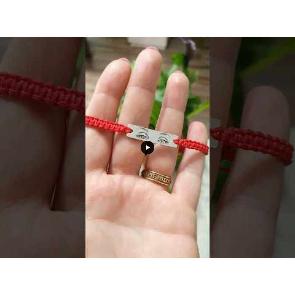 Eyes - Bratara personalizata cu fotografia ochilor si tablita cu snur impletit din argint 925