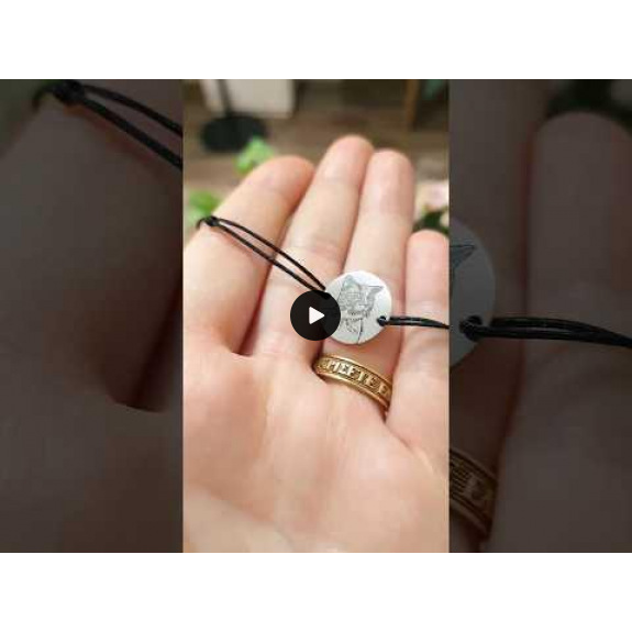 Me - Bratara personalizata snur cu fotografie si banut din argint 925 placat cu aur galben 24K Me - Bratara personalizata snur cu fotografie si banut din argint 925 placat cu aur galben 24K