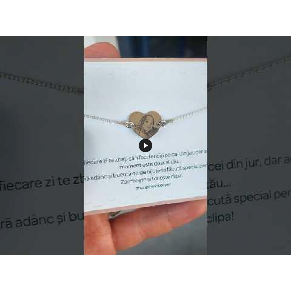 Me - Bratara personalizata cu fotografie si inimioara din argint 925