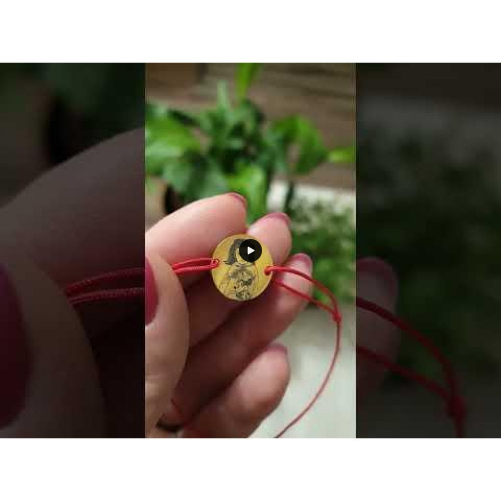 Me - Bratara personalizata snur cu fotografie si banut din Aur 14 karate - 14mm Me - Bratara personalizata snur cu fotografie si banut din Aur 14 karate - 14mm