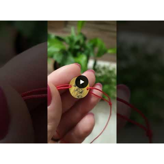 Me - Bratara personalizata snur cu fotografie si banut din Aur 14 karate - 14mm Me - Bratara personalizata snur cu fotografie si banut din Aur 14 karate - 14mm