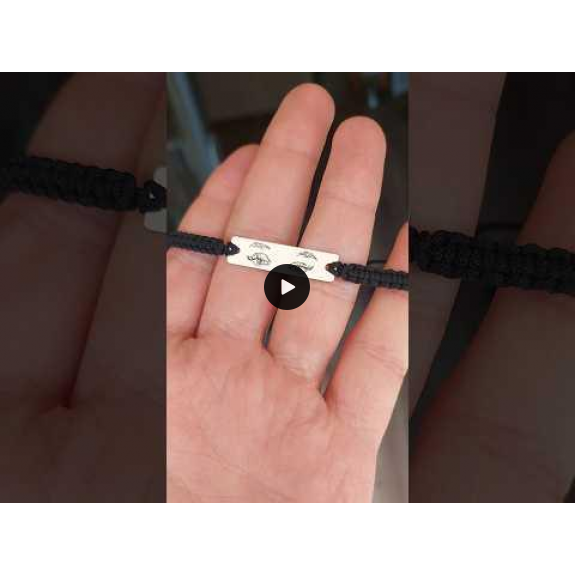 Eyes - Bratara personalizata cu fotografia ochilor si tablita cu snur impletit din argint 925