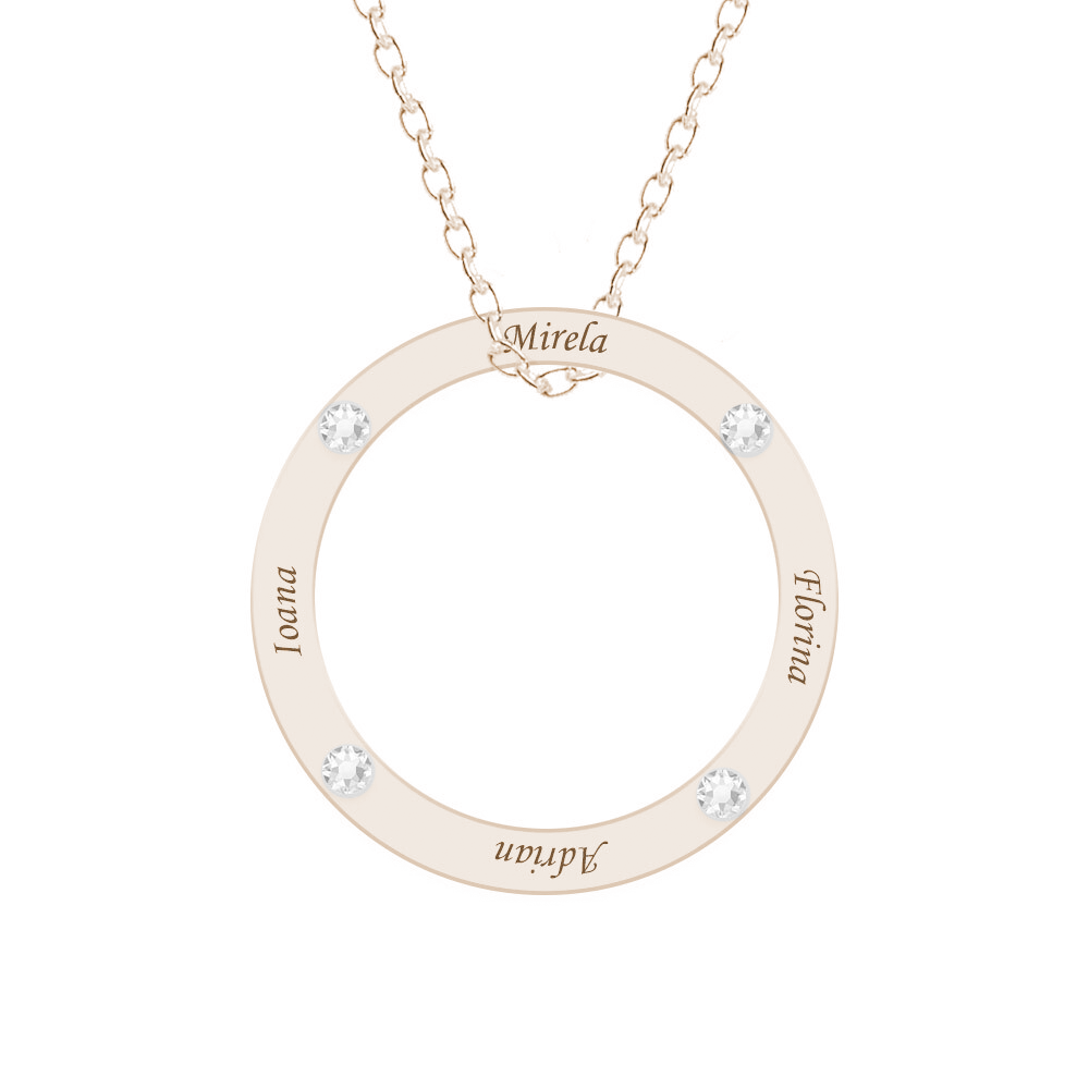 Alice – Colier personalizat nume si cristale din argint 925 placat cu aur roz