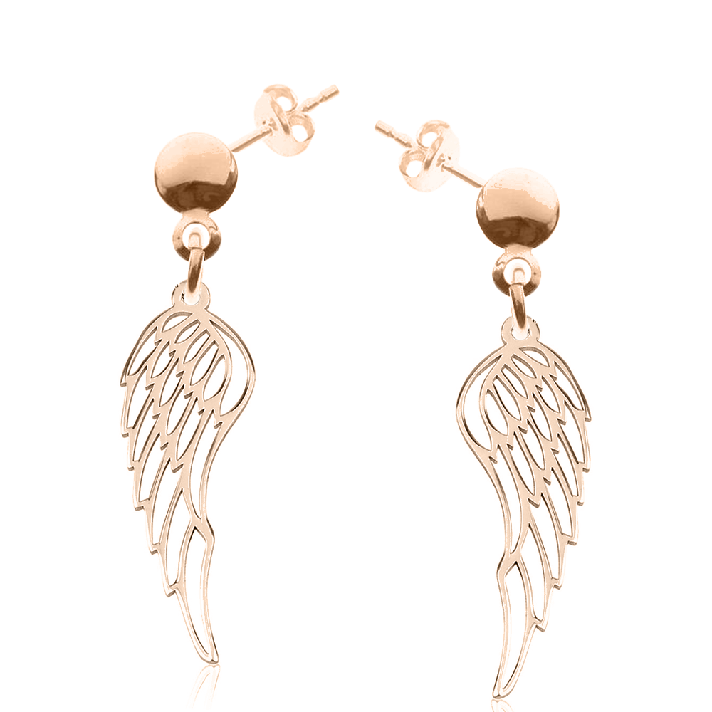 Angela - Cercei personalizati aripi cu tija din argint 925 placat cu aur roz