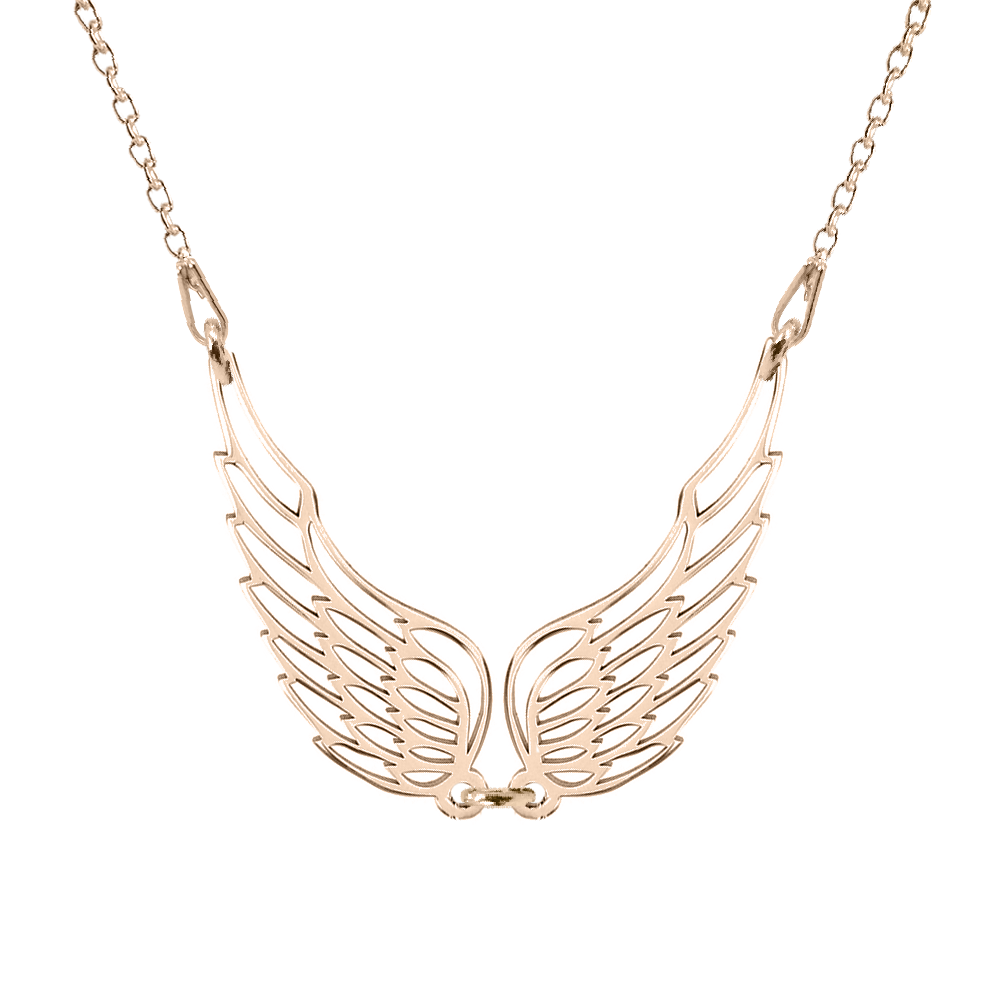 Angela - Colier personalizat doua aripi ingeras din argint 925 placat cu aur roz