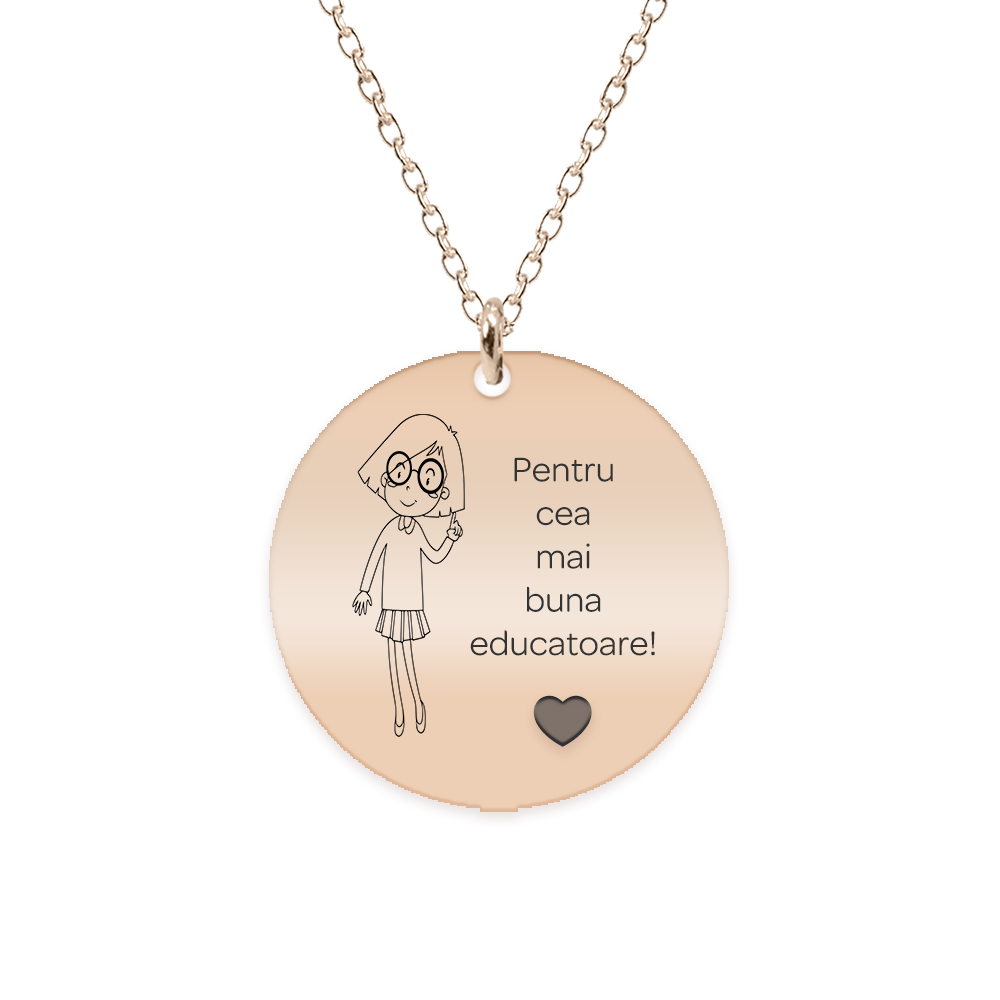 Charlotte - Colier personalizat educatoare din argint 925 placat cu aur roz