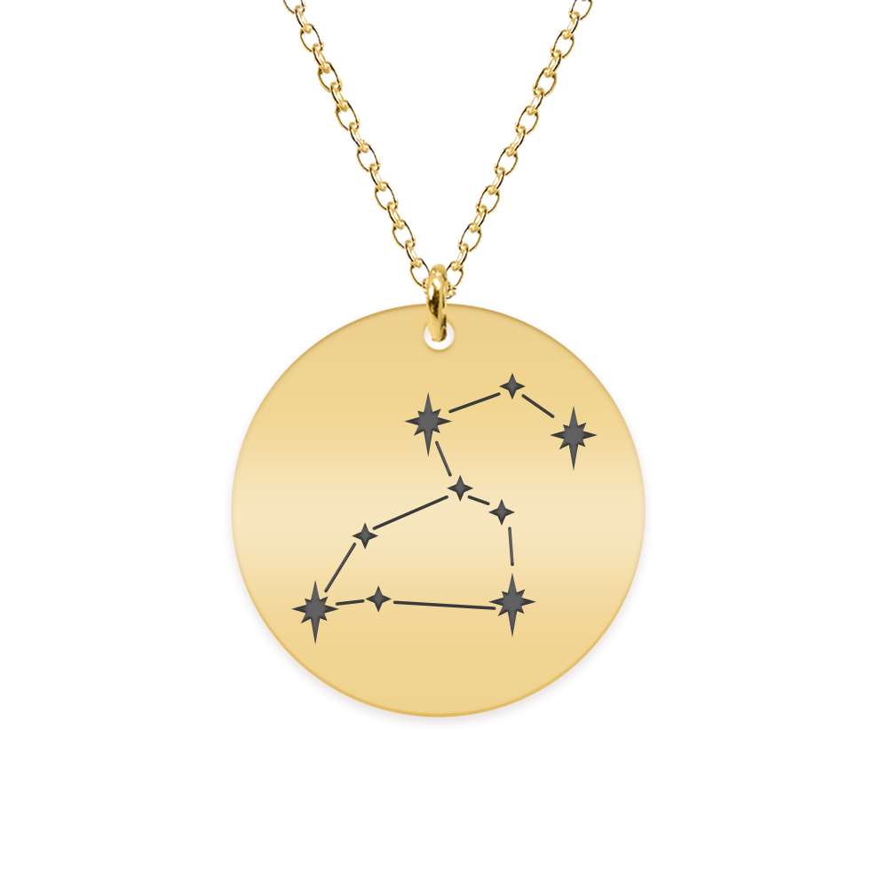Colier argint 925 placat cu aur galben 24K personalizat cu constelatii – Leu