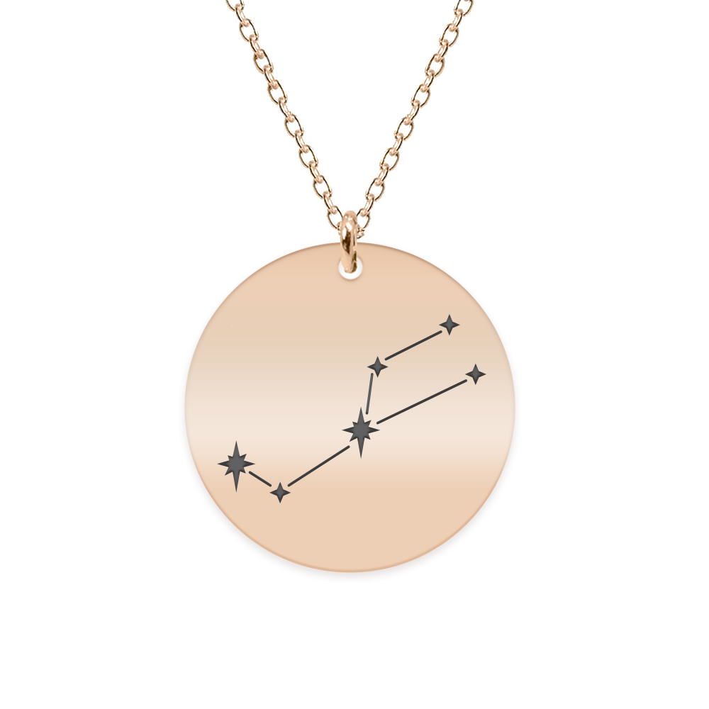 Colier argint 925 placat cu aur Roz personalizat cu constelatii – Taur