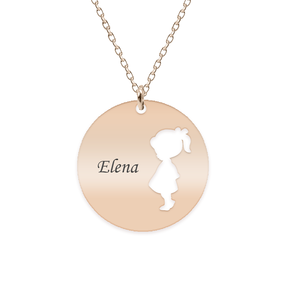 Enfance - Colier personalizat fetita banut din argint 925 placat cu aur roz