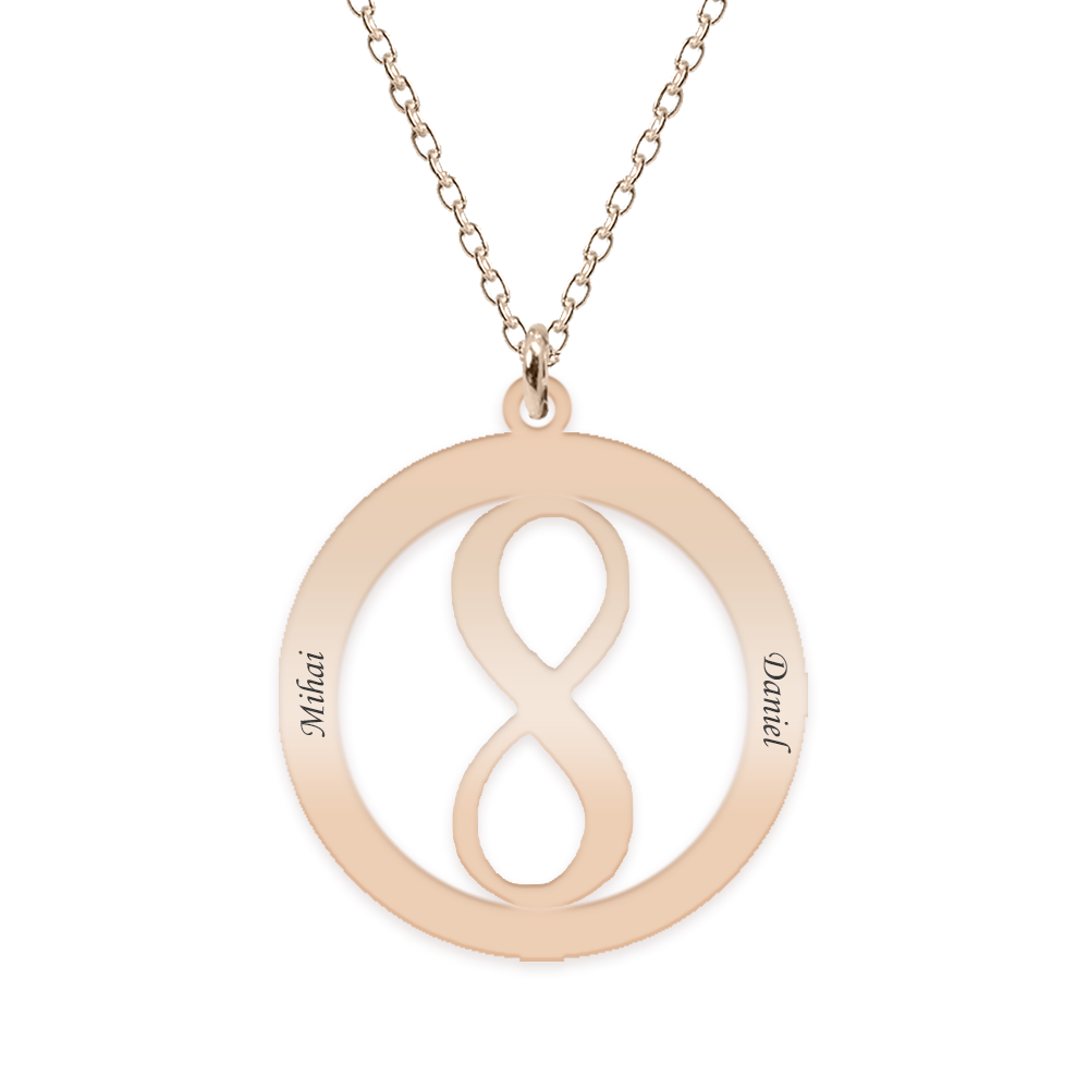 Eternity - Colier personalizat infinit in cerc din argint 925 placat cu aur roz