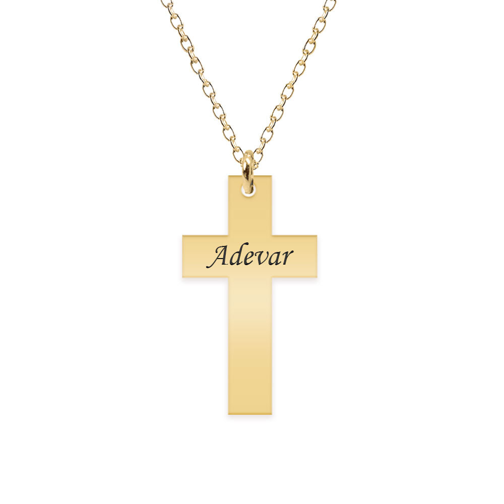 Faith – Colier argint 925 placat cu aur galben 24K personalizat cu text – cruce