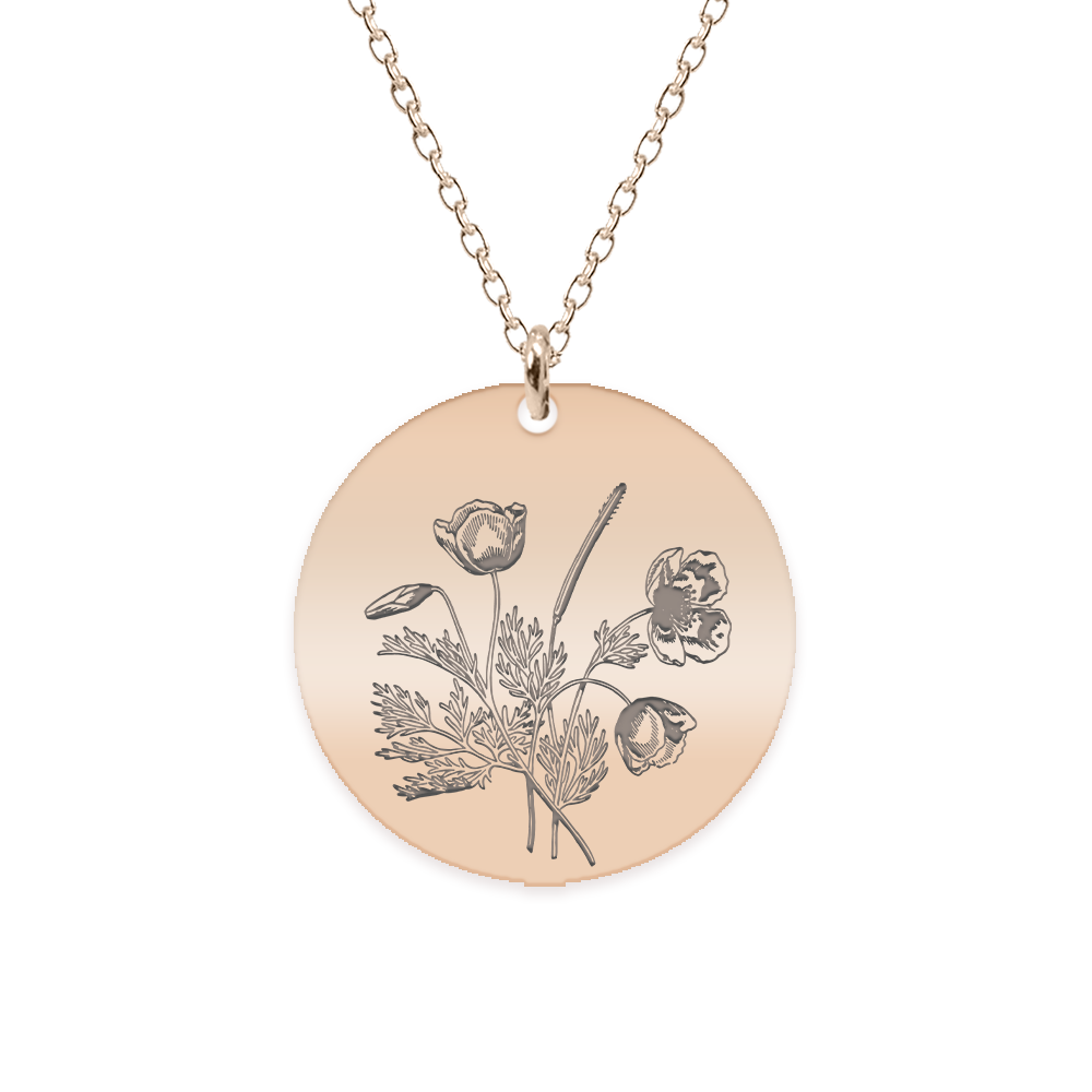 Flora - Colier personalizat buchet flori banut din argint 925 placat cu aur roz