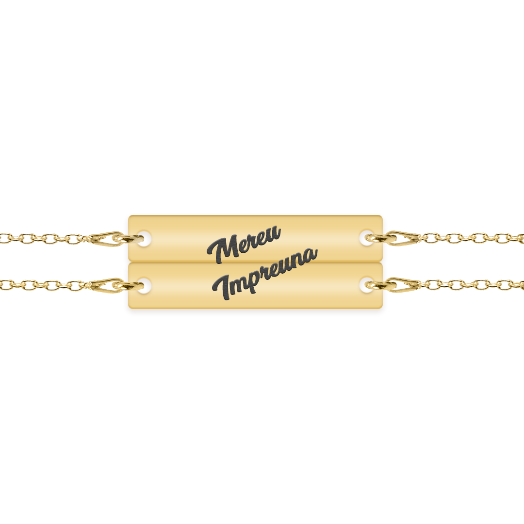 Forever - Set bratari din argint 925 placat cu aur galben 24K tablite personalizate pentru cuplu