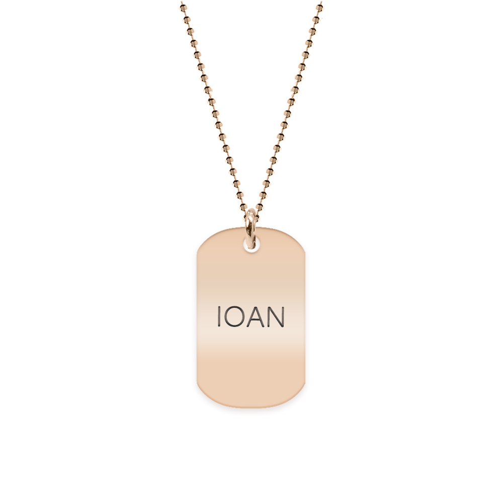 Freedom - Colier din argint 925 placat cu aur roz dog tag personalizat