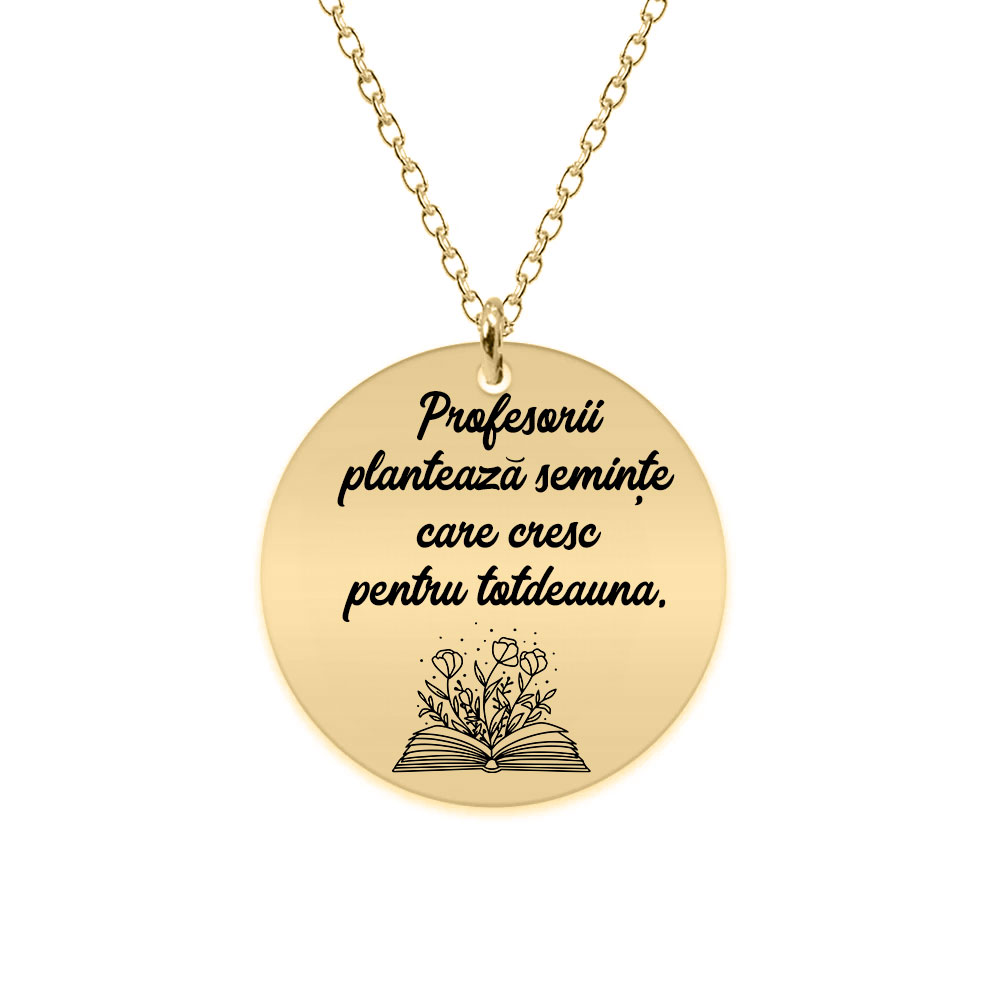 Growing - Colier personalizat pentru profesori din argint 925 placat cu aur galben 24K