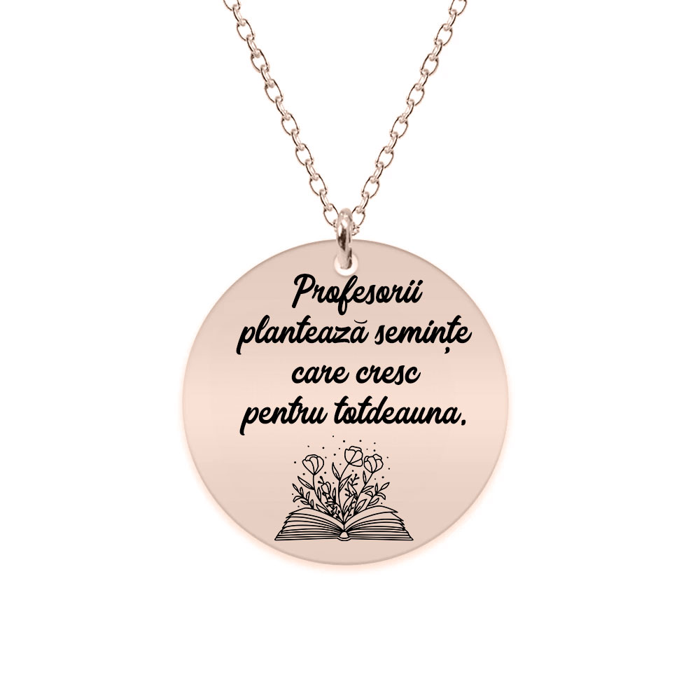 Growing - Colier personalizat pentru profesori din argint 925 placat cu aur roz