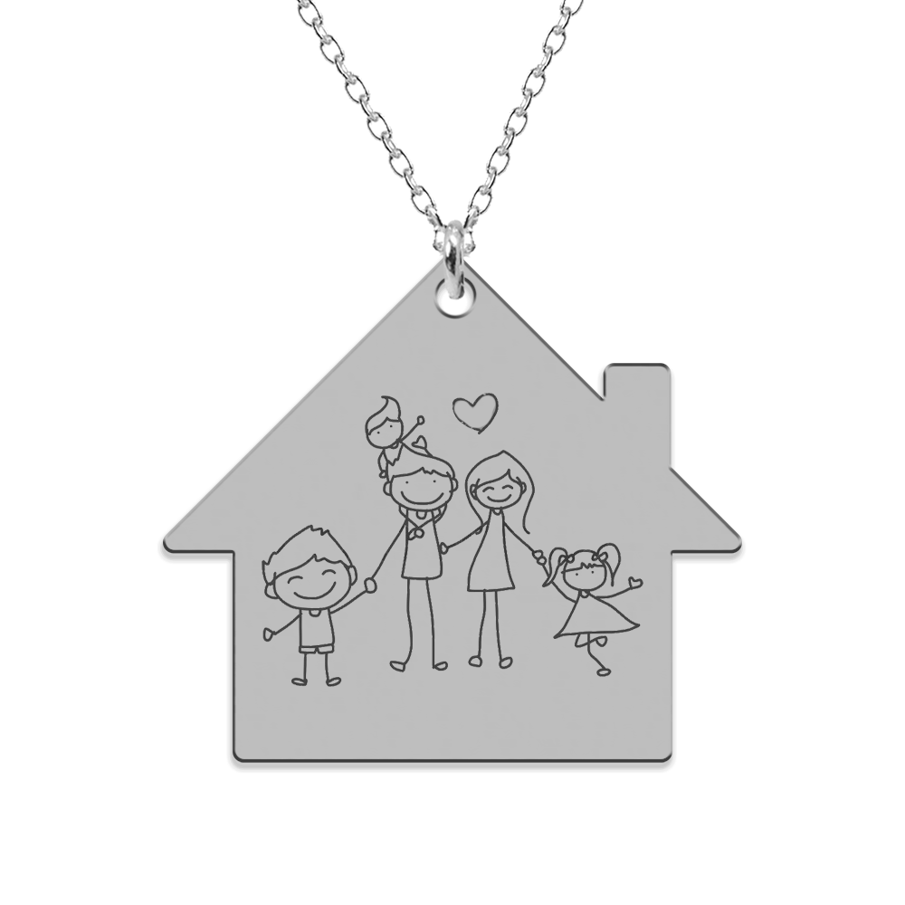 Home – Colier personalizat din argint 925 „Family is home”