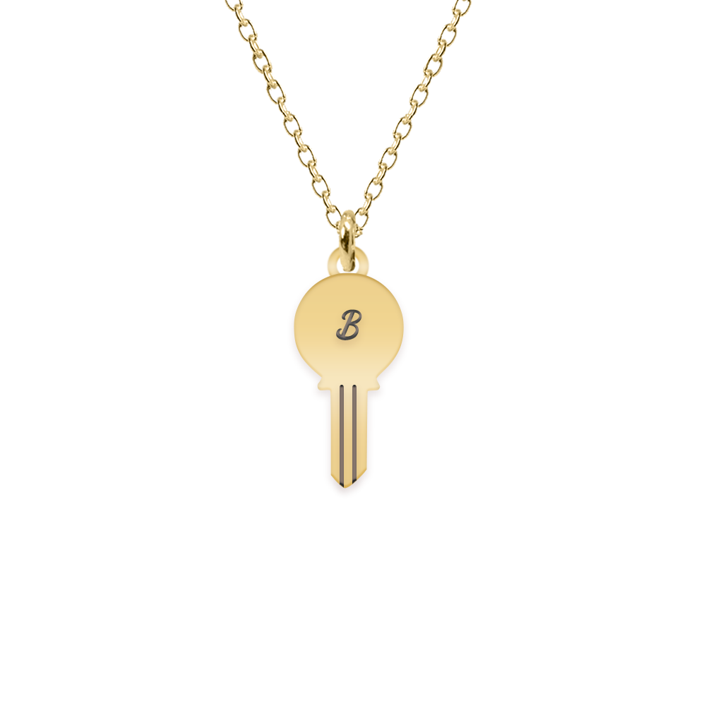 Key - Colier personalizat cheita cu litera din argint 925 placat cu aur galben 24K