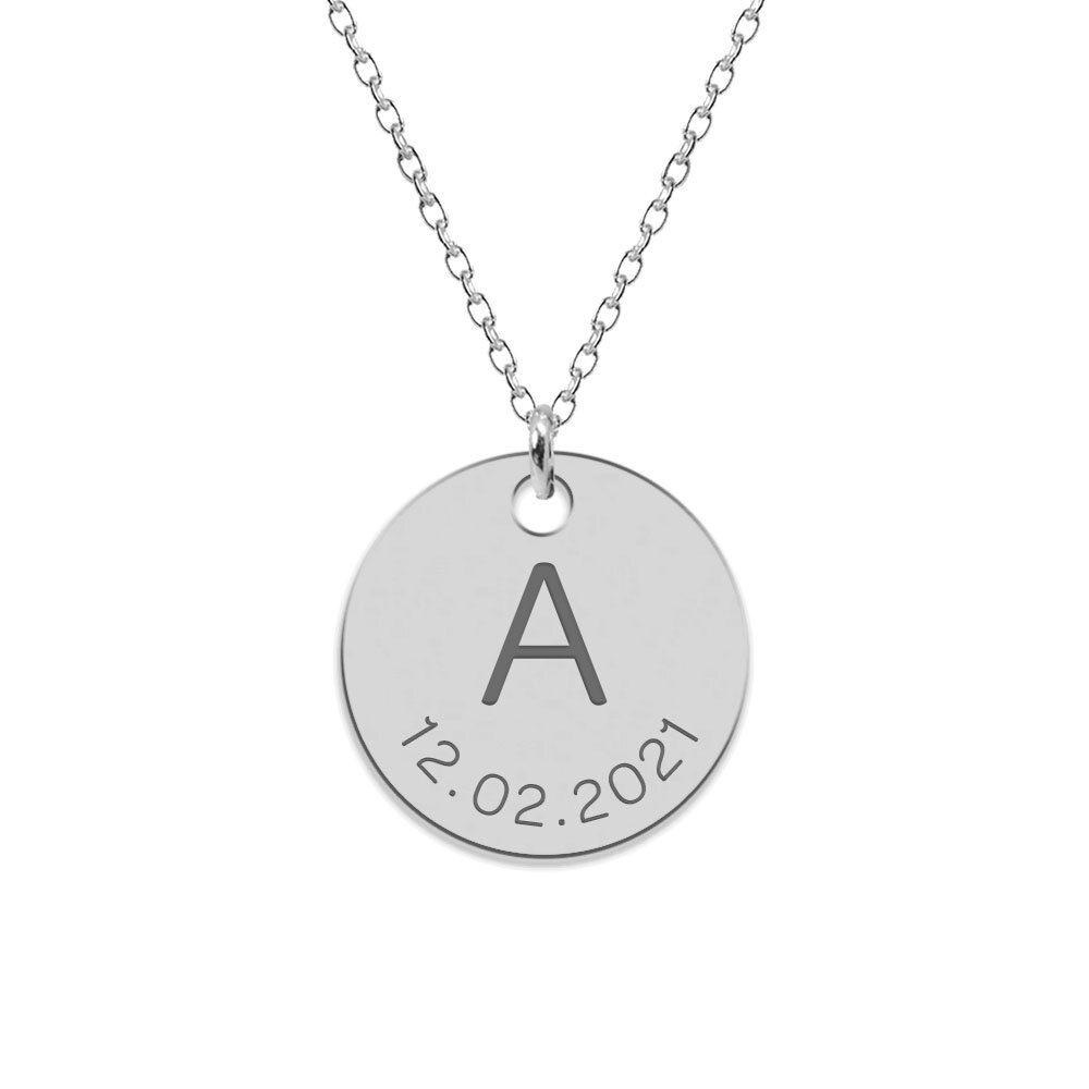 Lia – Colier din argint 925 personalizat cu initiala si data – banut